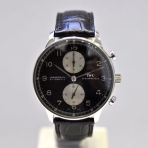 iwc replica portoghese chrono panda dial strip leather orologio imitazione
