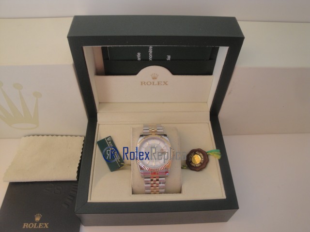 rolex replica datejust acciaio oro bicolor orologio imitazione - immagine 2