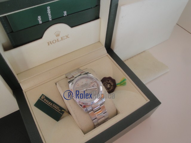 rolex replica datejust argento brillantini oyster orologio imitazione - immagine 4