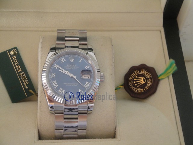 rolex replica datejust blu roman oyster orologio imitazione - immagine 6