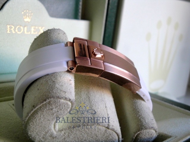 rolex replica yacht master I rose gold strip rubber by max white dial orologio replica - immagine 9