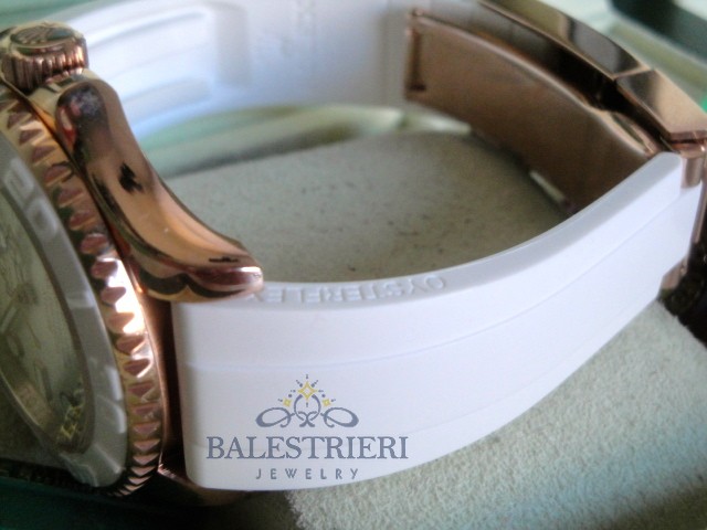 rolex replica yacht master I rose gold strip rubber by max white dial orologio replica - immagine 4