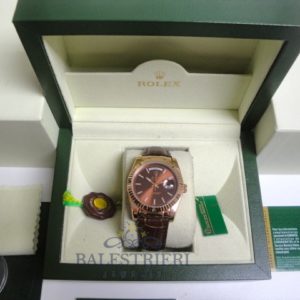 rolex replica daydate rose gold chocolate strip leather orologio replica copia imitazione