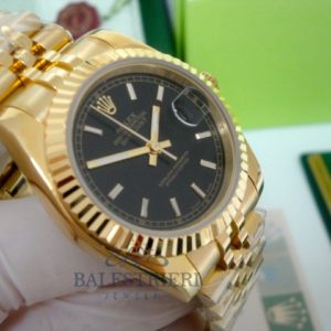 Alternative view of rolex replica datejust full oro giallo black dial barrette jubilèè orologio imitazione