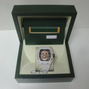 richard mille replica skull nano ceramic skeletron rose gold special edition white strip rubber-b