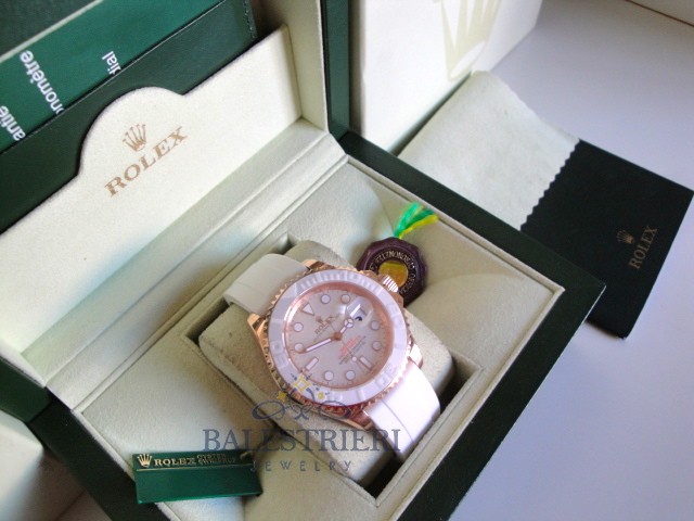 rolex replica yacht master I rose gold strip rubber by max white dial orologio replica - immagine 3