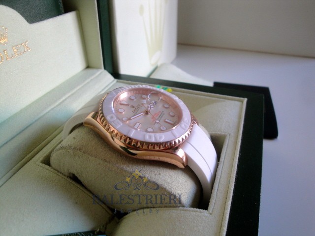 rolex replica yacht master I rose gold strip rubber by max white dial orologio replica - immagine 5