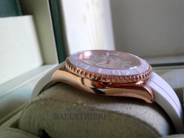 rolex replica yacht master I rose gold strip rubber by max white dial orologio replica - immagine 6