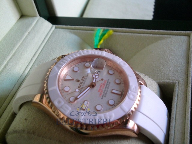 rolex replica yacht master I rose gold strip rubber by max white dial orologio replica - immagine 7