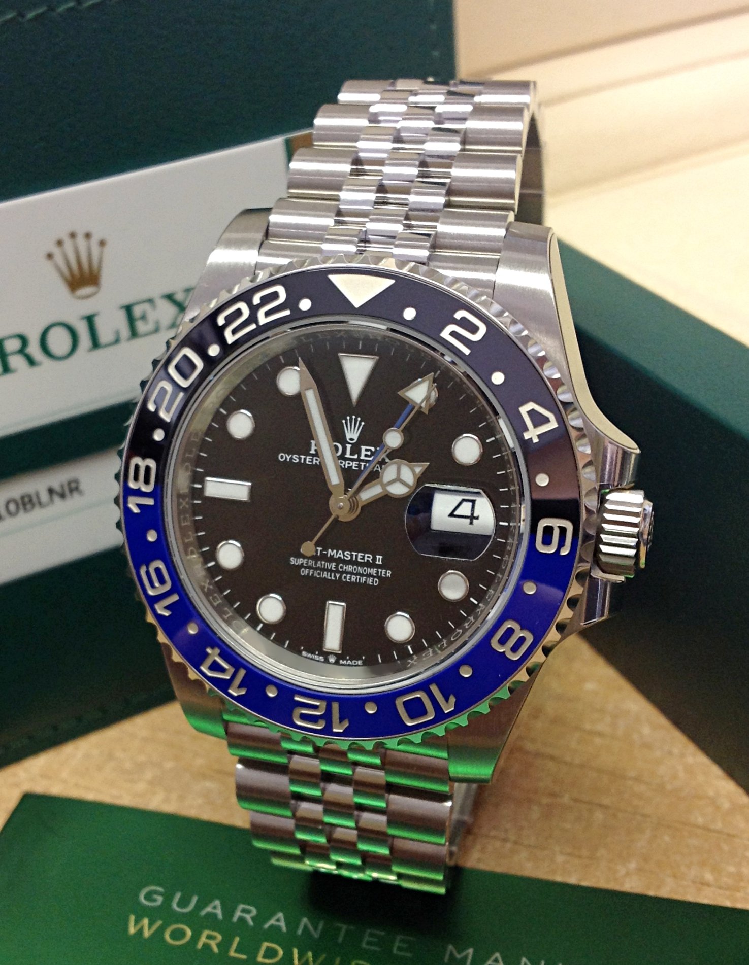 rolex replica GMT master II nero blue BLNR ceramica jubilèè bracialet orologio replica - immagine 2