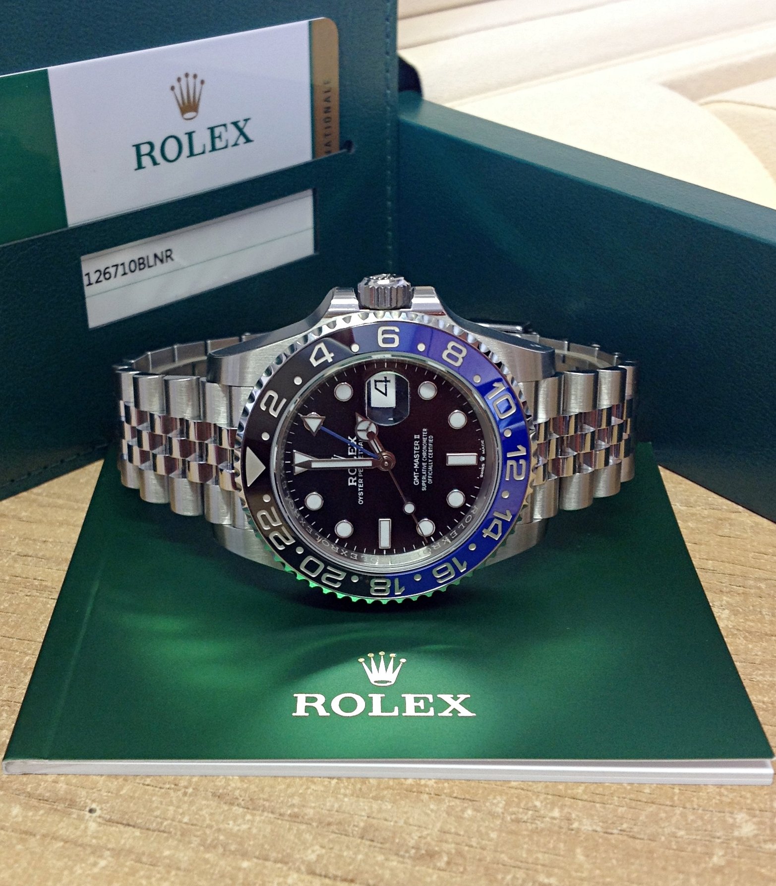 rolex replica GMT master II nero blue BLNR ceramica jubilèè bracialet orologio replica - immagine 6