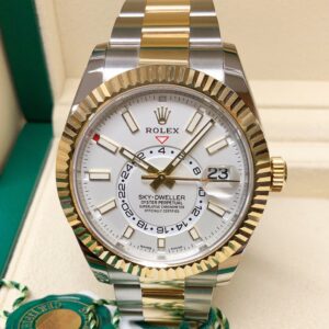 Rolex replica sky-dweller acciaio oro white dial 326933 bi-colour