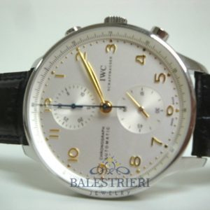 Alternative view of iwc replica portoghese acciaio white dial strip leather orologio imitazione