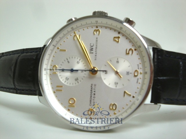 iwc replica portoghese acciaio white dial strip leather orologio imitazione - immagine 2