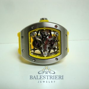 Alternative view of richard mille replica RM038 acciaio bubba watson yellow edition strip rubber