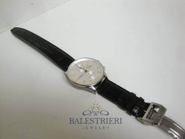 iwc replica portoghese acciaio white dial strip leather orologio imitazione - immagine 3