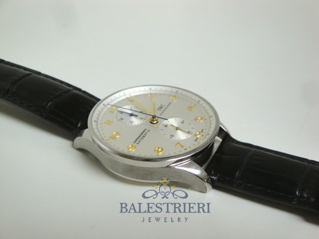 iwc replica portoghese acciaio white dial strip leather orologio imitazione - immagine 4