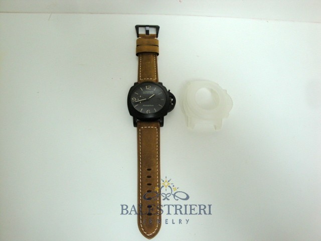 Panerai replica radiomir black seal pro-hunter pvd skeletron strip leather imitazione copia - immagine 2