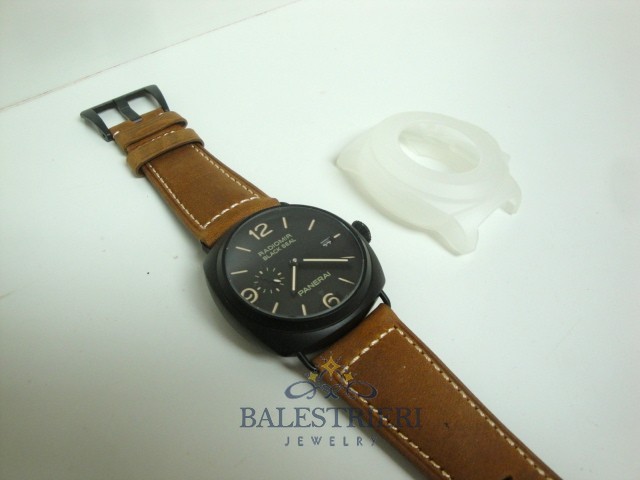 Panerai replica radiomir black seal pro-hunter pvd skeletron strip leather imitazione copia - immagine 4