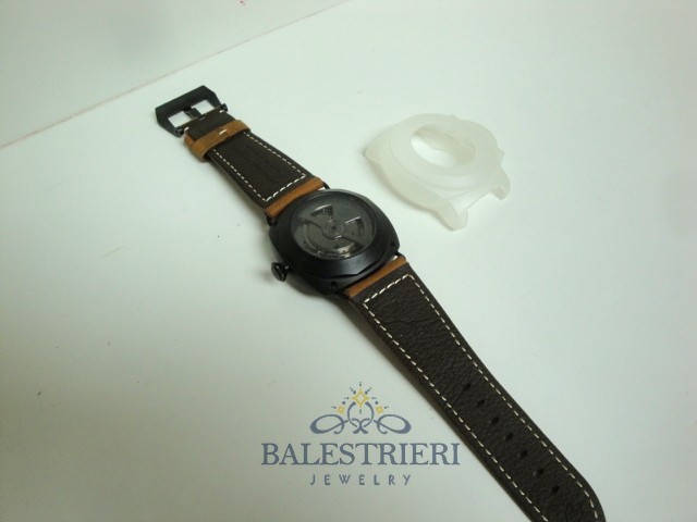 Panerai replica radiomir black seal pro-hunter pvd skeletron strip leather imitazione copia - immagine 8