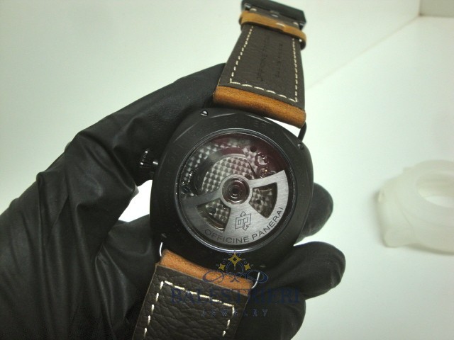 Panerai replica radiomir black seal pro-hunter pvd skeletron strip leather imitazione copia - immagine 10
