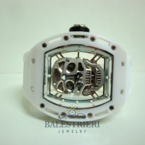 richard mille replica skull nano RM052 ceramic skeletron special edition white strip rubber-b