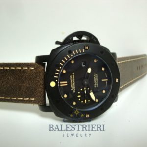 Panerai replica luminor marina submersible ceramica cinturino pelle imitazione copia