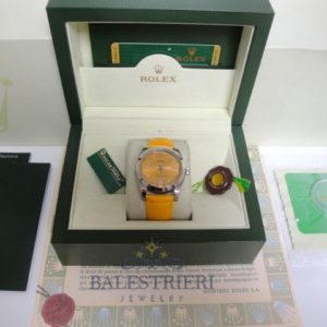 rolex replica datejust oyster perpetual yellow dial leather orologio imitazione