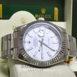rolex replica datejust acciaio white baton oyster 41mm orologio imitazione