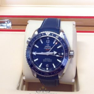 Omega replica seamaster planet ocean 43.5mm blue dial strip leather imitazione copia