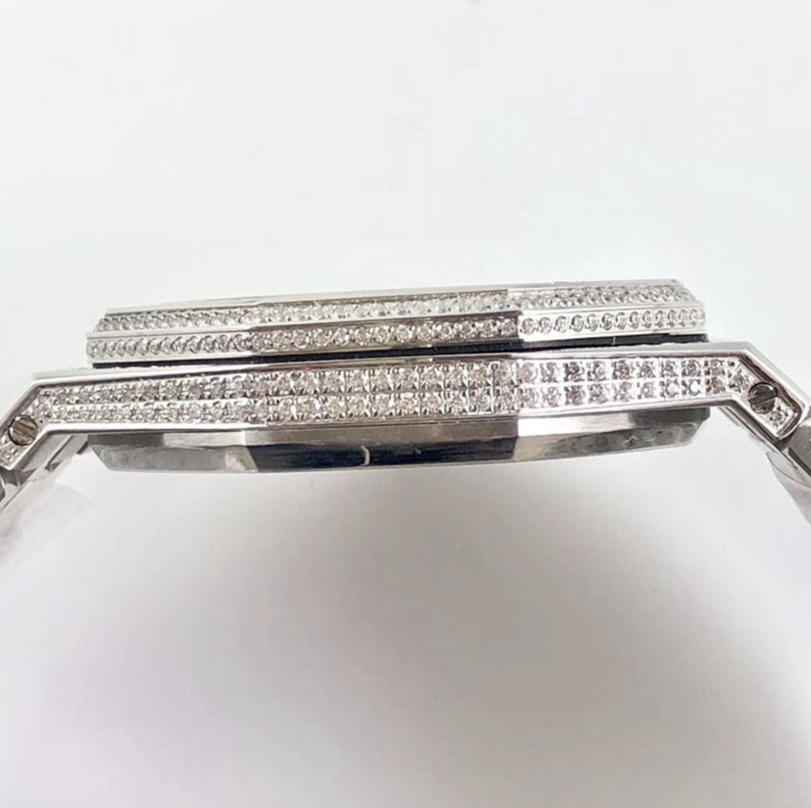 Audemars piguet replica royal oak 41mm white gold full paved diamonds blue dial - immagine 13