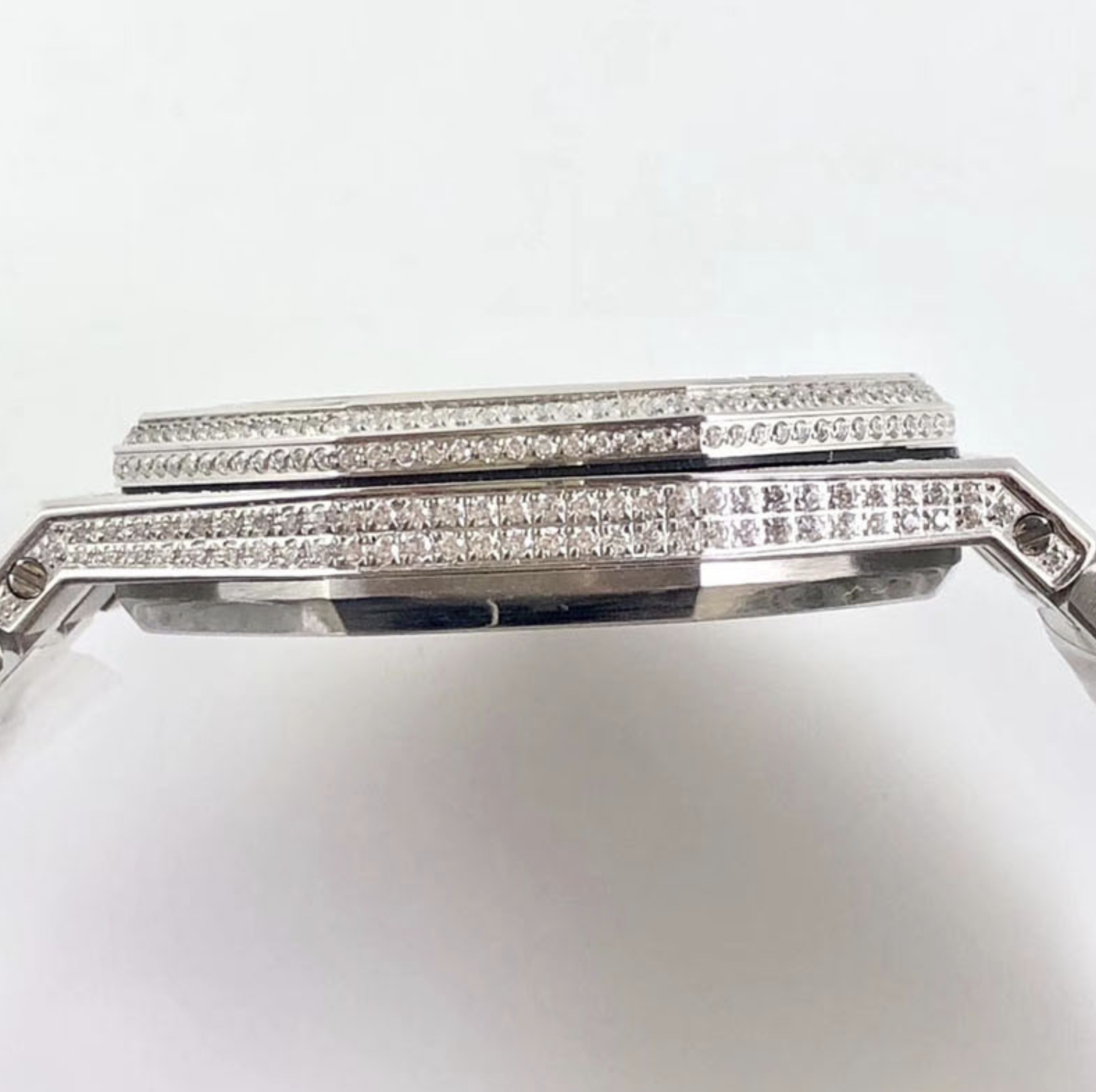 Audemars piguet replica royal oak 41mm white gold full paved diamonds white dial - immagine 13