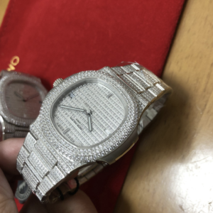 Alternative view of Patek philippe replica nautilus 5719/1g full diamonds dial pave 324SC clone movement