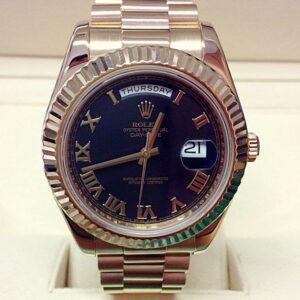Rolex replica Day-Date II 218238 dial Black Roman