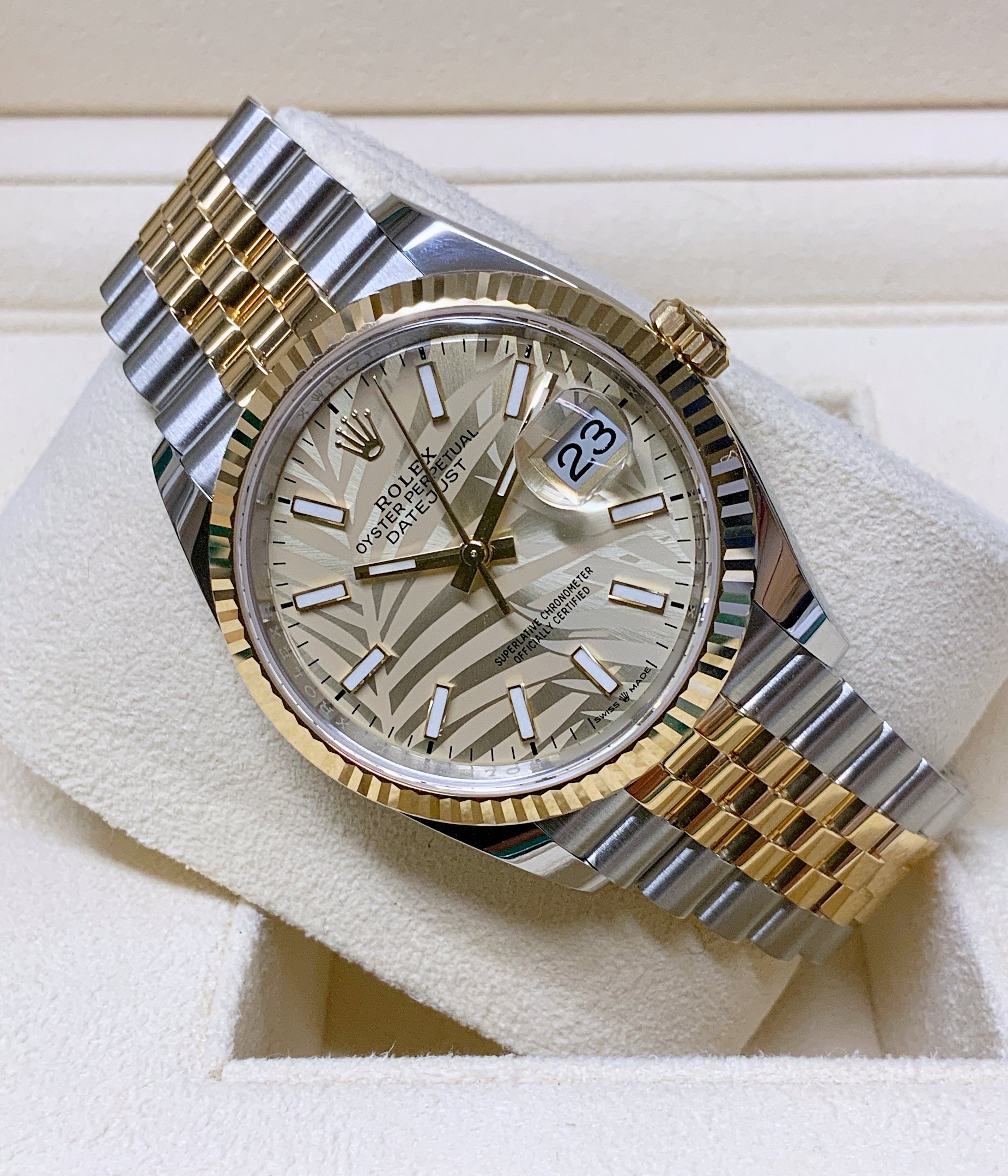 Rolex replica Datejust bi-colour 36mm 126233 Palm Motif Dial - immagine 3