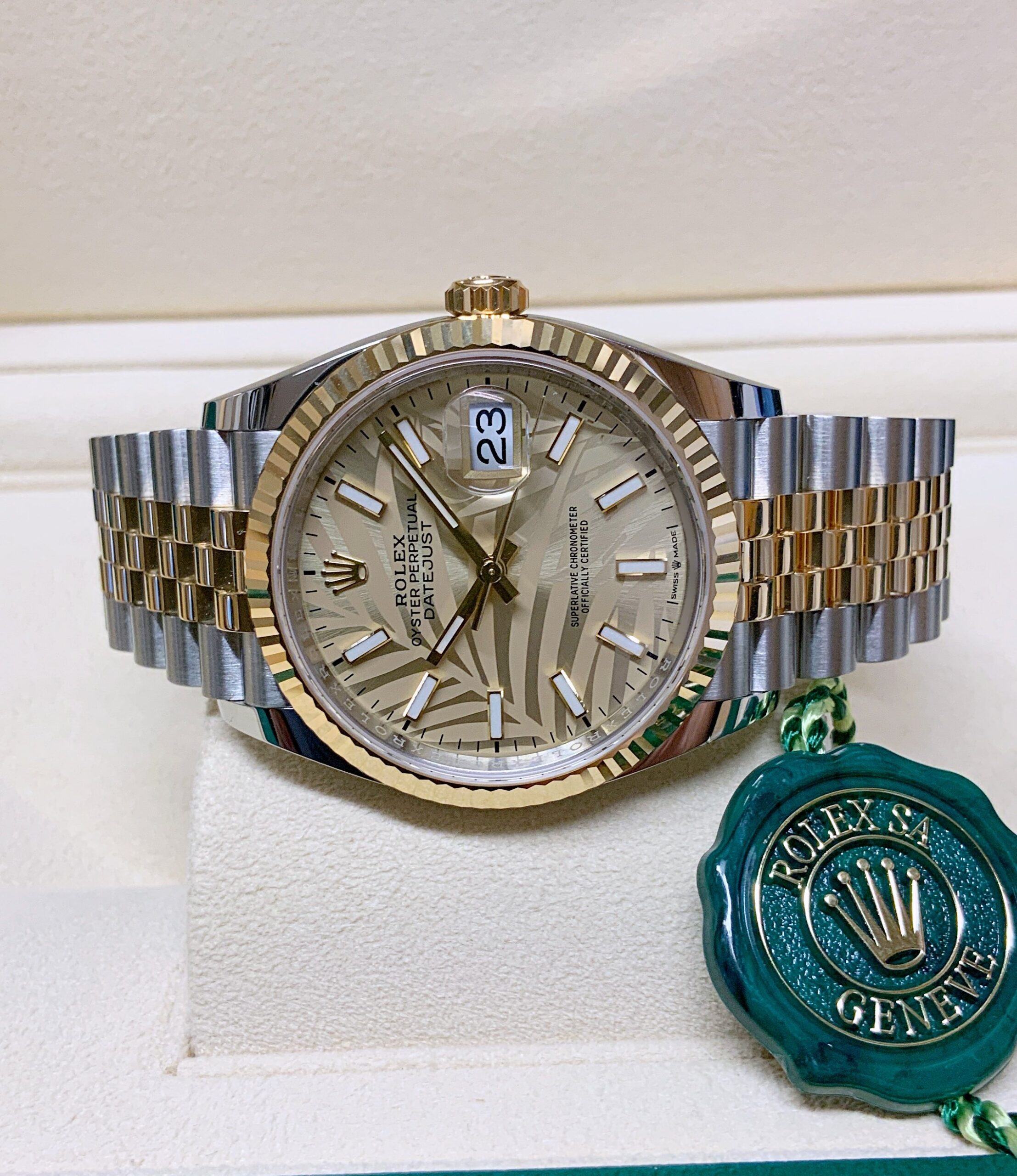 Rolex replica Datejust bi-colour 36mm 126233 Palm Motif Dial - immagine 5