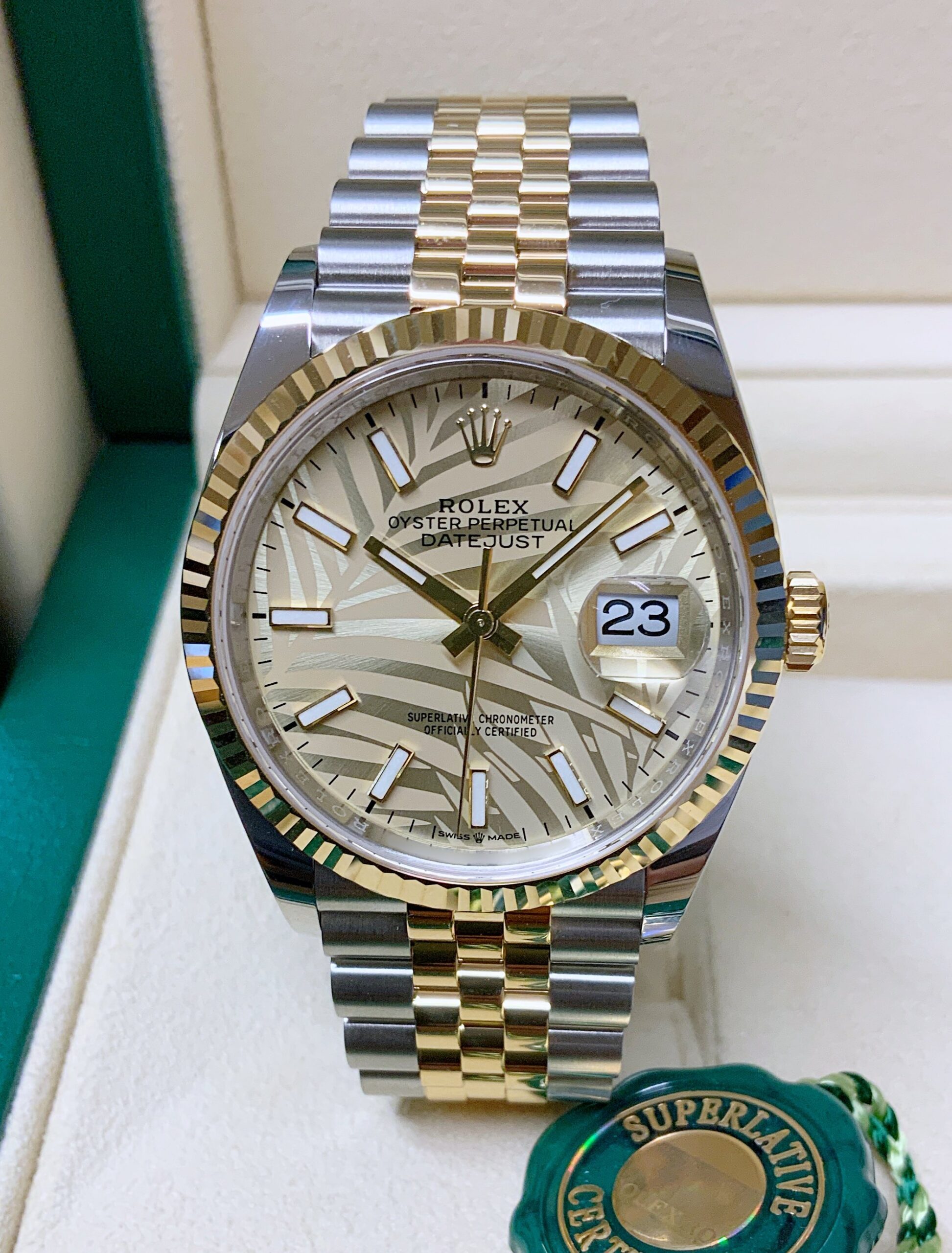 Rolex replica Datejust bi-colour 36mm 126233 Palm Motif Dial