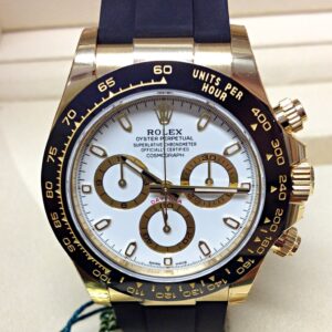 Rolex replica Daytona 116518LN Yellow Gold Oysterflex white dial