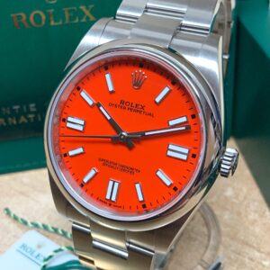 Alternative view of Rolex replica Oyster Perpetual 41 124300 coral dial