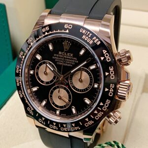Alternative view of Rolex replica Daytona 116515LN Rose Gold black dial