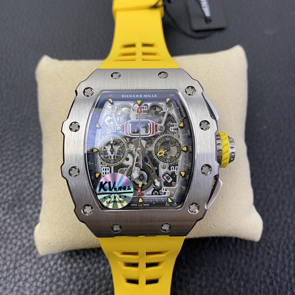 Richard Mille replica RM11-03 skeletron yellow rubber strip
