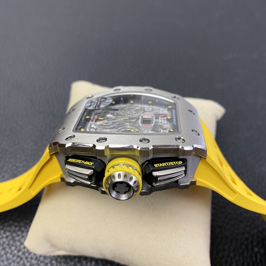Richard Mille replica RM11-03 skeletron yellow rubber strip - immagine 7