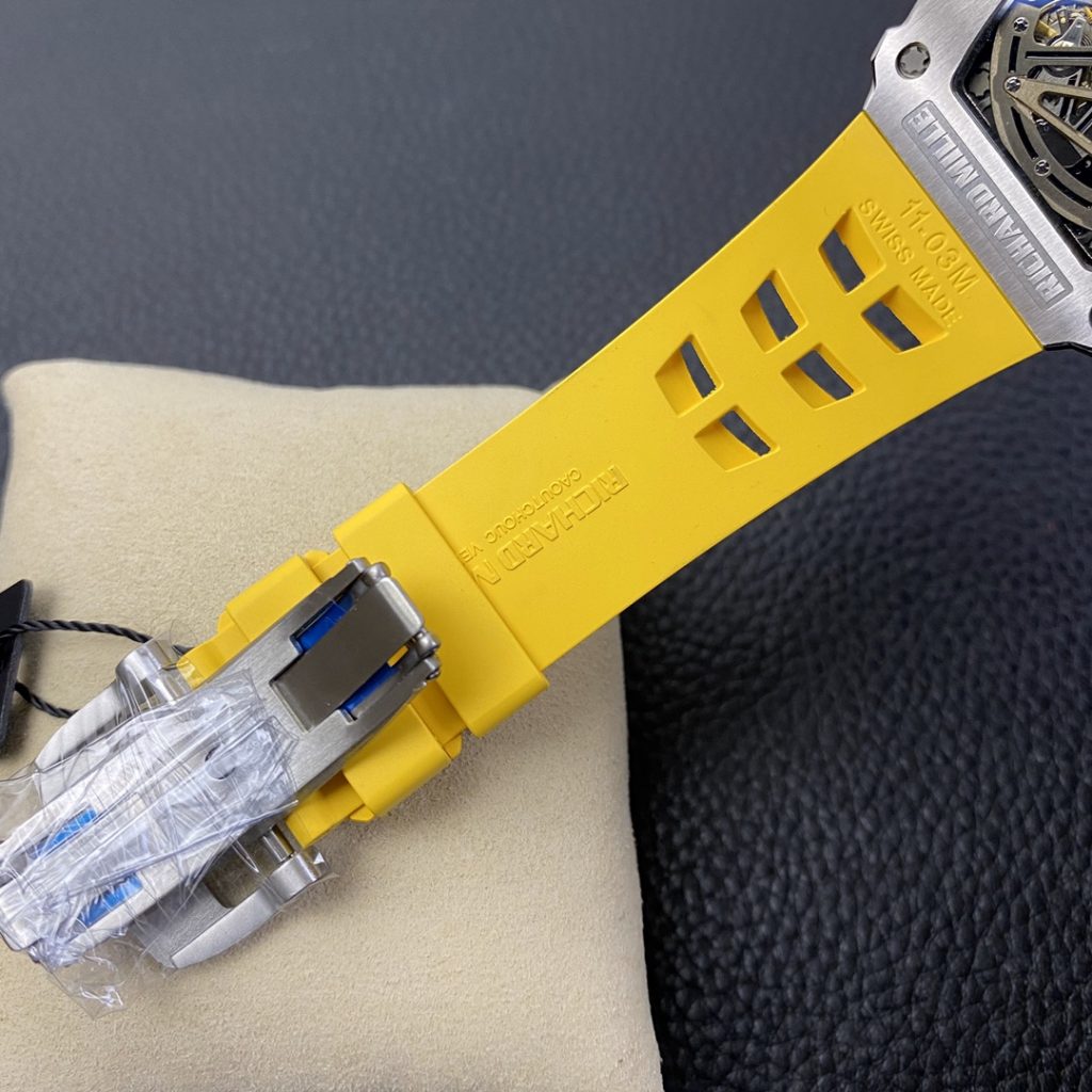 Richard Mille replica RM11-03 skeletron yellow rubber strip - immagine 9