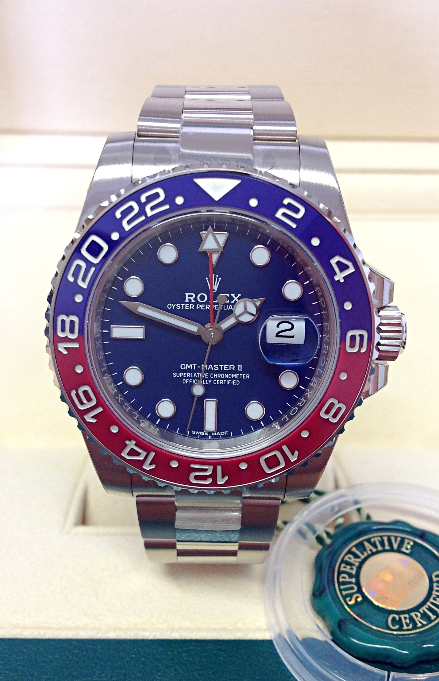 Rolex replica GMT Master II 116719BLRO White Gold Pepsi blue dial - immagine 4
