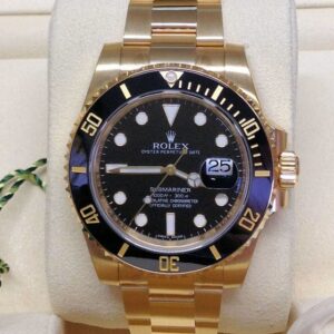 Rolex replica Submariner Date 116618LN Yellow Gold black dial