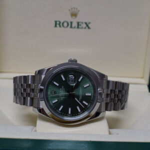 Alternative view of Rolex replica jubilee Datejust 41 126334 Mint green Dial jubilee bracelet