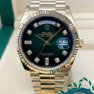 Rolex replica Day-Date 36 128238 Yellow Gold Green Diamond
