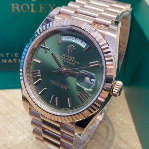 Alternative view of Rolex replica Day-Date 40 228235 Rose Gold olive dial