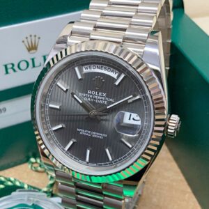 Alternative view of Rolex replica Day-Date 40 228239 White Gold silver dial