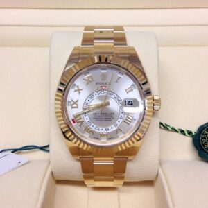 Rolex replica Sky-Dweller 326938 yellow gold silver dial